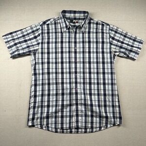 Vintage Anchor Blue Shirt Mens XL Plaid Skater Grunge Hip Hop Y2K Embroidered